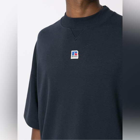 Hugo Boss BOSS X Russell Athletic logo boxy Navy T-shirt Small - Picture 3 of 4